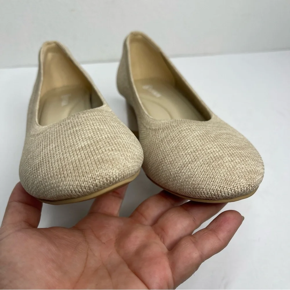 VIVAIA Cream Elvia Round-Toe Chunky Heels Womens Size 37 Comfort Knit